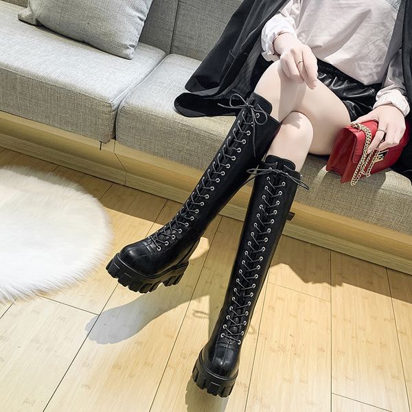 lucyever fashion women cross strap pu leather boots autumn winter knee high boots ladies thick sole platform botas mujer y200723, Black
lucyever fashion women cross strap pu leather boots autumn winter knee high boots ladies thick sole platform botas mujer y200723, Black