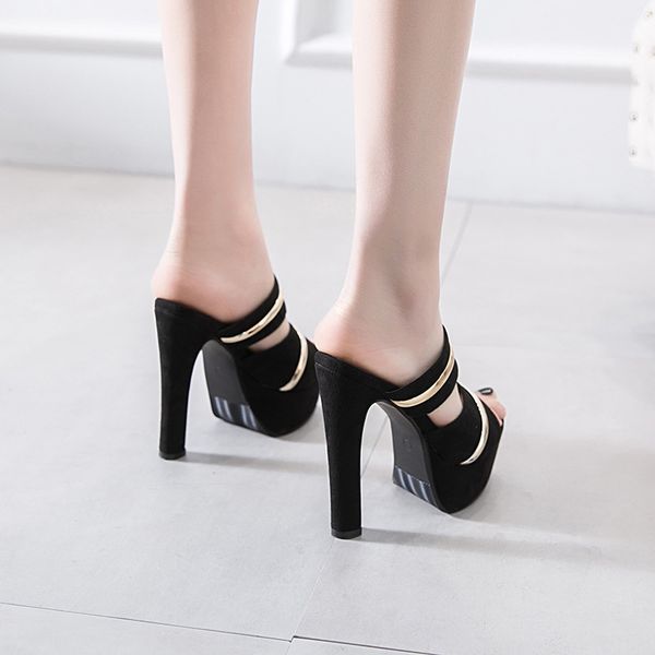 new style super high heel platform sandals and slippers, Black
new style super high heel platform sandals and slippers, Black