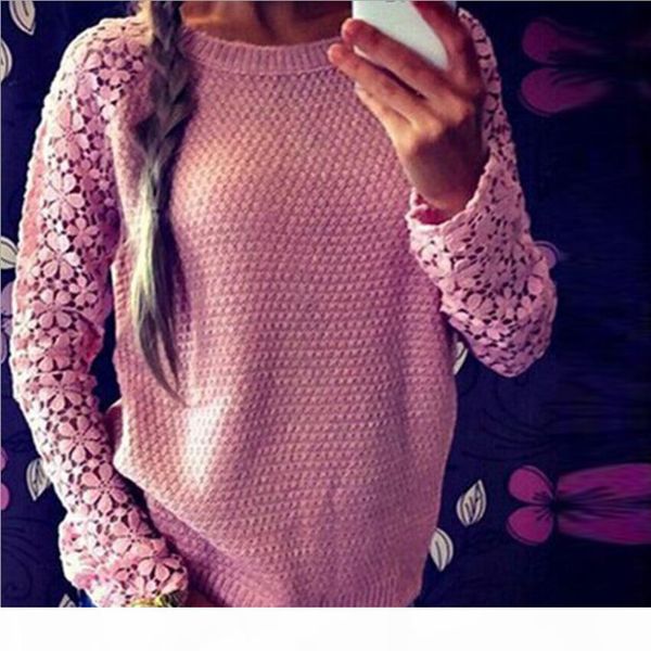 women's lace knitwear elegant pullover sweater long sleeve o neck patchwork knit hollow out sweatshirt casual knitted sweater plus size, White;black
women's lace knitwear elegant pullover sweater long sleeve o neck patchwork knit hollow out sweatshirt casual knitted sweater plus size, White;black