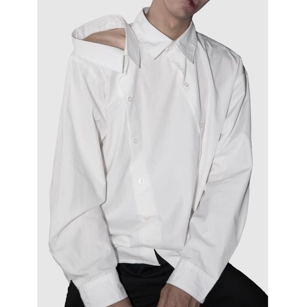 men's casual shirts s-5xl 2021 clothing fashion male two collar long-sleeve shirt plus size stage singer costumes, White;black
men's casual shirts s-5xl 2021 clothing fashion male two collar long-sleeve shirt plus size stage singer costumes, White;black