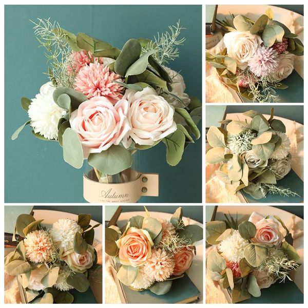 new artificial flowers rose eucalyptus hybrid bouquet silk flowers for home decoration wedding decor fake flower
new artificial flowers rose eucalyptus hybrid bouquet silk flowers for home decoration wedding decor fake flower