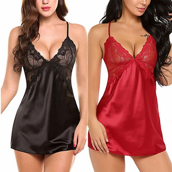 costumes s-2xl plus size women sleepwear temptation lingerie babydoll nightwear deep v sleeveless lace mini night dress nightgown, Black
costumes s-2xl plus size women sleepwear temptation lingerie babydoll nightwear deep v sleeveless lace mini night dress nightgown, Black