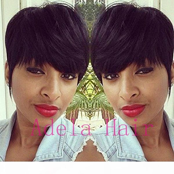 short huaman hair wigs with baby hair front for black women none lace human hair short black wigs, Black;brown
short huaman hair wigs with baby hair front for black women none lace human hair short black wigs, Black;brown