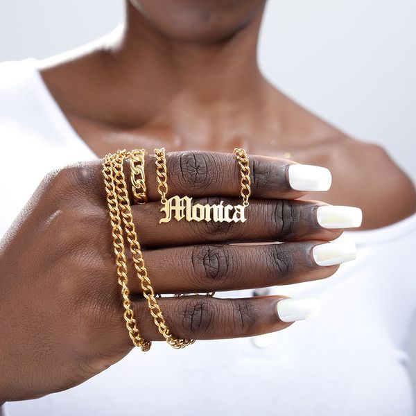 gold silver curb chain choker custom name pendant necklace personalized jewelry christmas gift old english font long necklaces q1114
gold silver curb chain choker custom name pendant necklace personalized jewelry christmas gift old english font long necklaces q1114