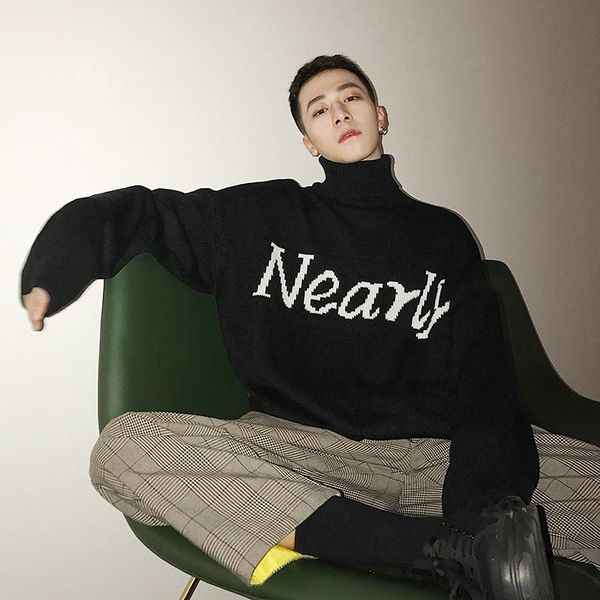 2020 winter couple harajuku sweaters casual oversize men's pullovers korean streetwear turtleneck soild color male sweater, White;black
2020 winter couple harajuku sweaters casual oversize men's pullovers korean streetwear turtleneck soild color male sweater, White;black