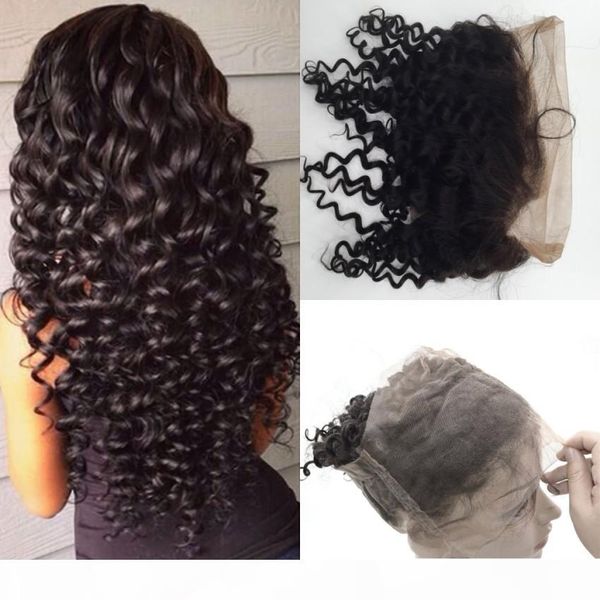 360 full lace frontal mongolian hair 22x4 band lace frontal closure deep wave human hair c, Black
360 full lace frontal mongolian hair 22x4 band lace frontal closure deep wave human hair c, Black