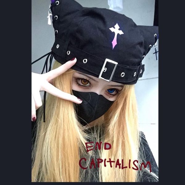stingy brim hats ruibbit winter hat punk harajuku gothic cat ear black beret casual rock cross bucket streetwear hip hop womens, Blue;gray
stingy brim hats ruibbit winter hat punk harajuku gothic cat ear black beret casual rock cross bucket streetwear hip hop womens, Blue;gray