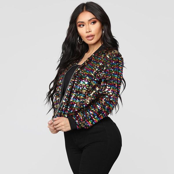 bomber jacket women 2020 spring colorful sequined glitter bling bling sequin coat women long sleeve zipper cool streetwear, Black;brown
bomber jacket women 2020 spring colorful sequined glitter bling bling sequin coat women long sleeve zipper cool streetwear, Black;brown