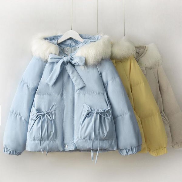 women's down & parkas 2021 autumn/winter sweet wind bows loose jacket female hooded heavy hair thickening cotton-padded clothes coat, Black
women's down & parkas 2021 autumn/winter sweet wind bows loose jacket female hooded heavy hair thickening cotton-padded clothes coat, Black