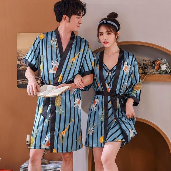 summer mens bath robes stripe print short sleeves lovers couples night dressing gown male silk satin kimono bathrobe sleepwear, Black;brown
summer mens bath robes stripe print short sleeves lovers couples night dressing gown male silk satin kimono bathrobe sleepwear, Black;brown