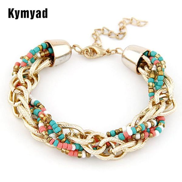 link, chain kymyad fashion bohemian beads gold color bracelets & bangles for women bijoux link summer style pulseira, Black
link, chain kymyad fashion bohemian beads gold color bracelets & bangles for women bijoux link summer style pulseira, Black