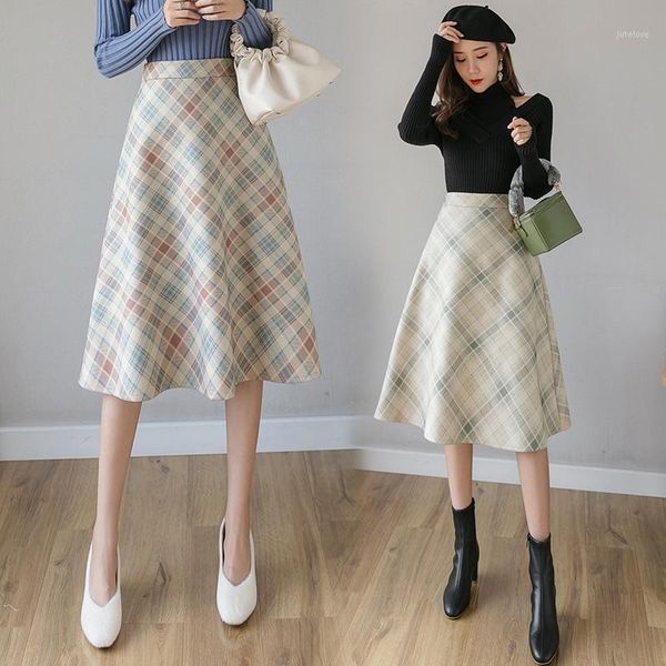 autumn winter elegant women plaid woolen skirts vintage high waist retro female a-line office lady midi skirt ka12331, Black
autumn winter elegant women plaid woolen skirts vintage high waist retro female a-line office lady midi skirt ka12331, Black