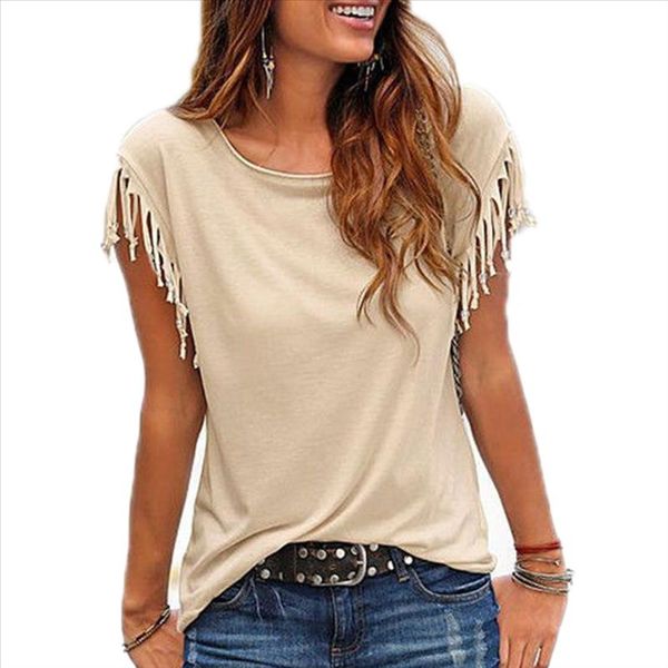 casual tassel t shirt cotton short sleeve solid color tees o neck womens clothing spring summer ladies 2020, White
casual tassel t shirt cotton short sleeve solid color tees o neck womens clothing spring summer ladies 2020, White