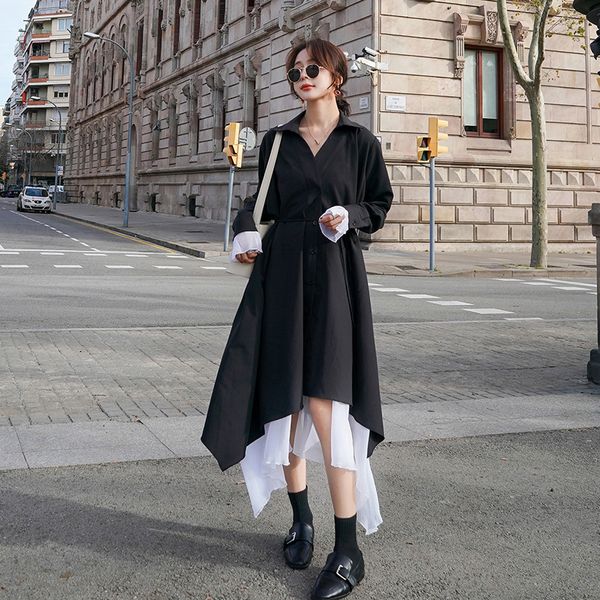 2021 new female dress spring new black contrast loose korean drape couture single-waist breasted fashion dress2u m9pw, Black;gray
2021 new female dress spring new black contrast loose korean drape couture single-waist breasted fashion dress2u m9pw, Black;gray