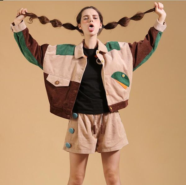 2021 spring sewing woman's velvet coat patched basic pocket harajuku single breasted chaquettes mujer p2205 xfns, Black;brown
2021 spring sewing woman's velvet coat patched basic pocket harajuku single breasted chaquettes mujer p2205 xfns, Black;brown