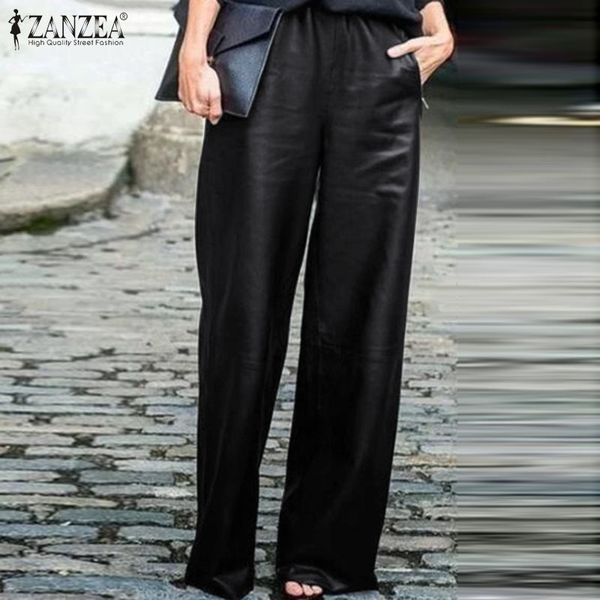 plus size zanzea fashion wide leg pants women casual solid elastic waist pockets work pu leather trousers long pantalon female y200418, Black;white
plus size zanzea fashion wide leg pants women casual solid elastic waist pockets work pu leather trousers long pantalon female y200418, Black;white