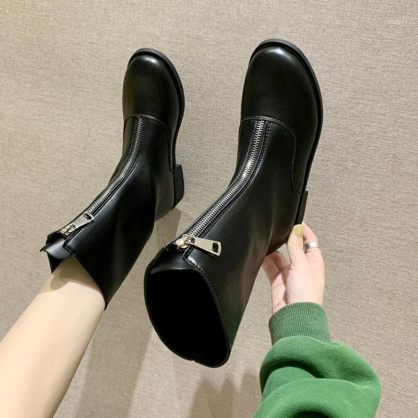 white shoes women's boots autumn boots-women booties woman 2020 low heel winter footwear luxury designer zipper round1, Black
white shoes women's boots autumn boots-women booties woman 2020 low heel winter footwear luxury designer zipper round1, Black