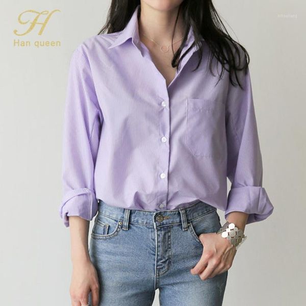 h han queen women shirts striped blouse turn-down collar autumn office lady full sleeve light purple fashion female blusas1, White
h han queen women shirts striped blouse turn-down collar autumn office lady full sleeve light purple fashion female blusas1, White