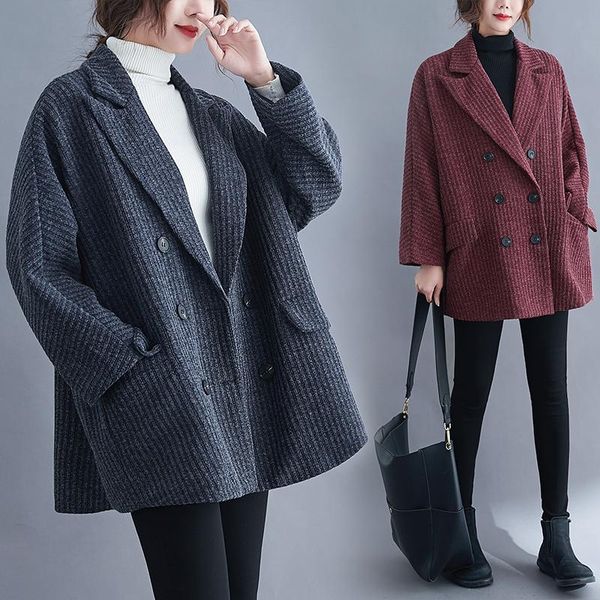 woolen coat for women jackets oversize suit spring long sleeve vintage plus size double breasted striped wool blend outerwear, Black
woolen coat for women jackets oversize suit spring long sleeve vintage plus size double breasted striped wool blend outerwear, Black
