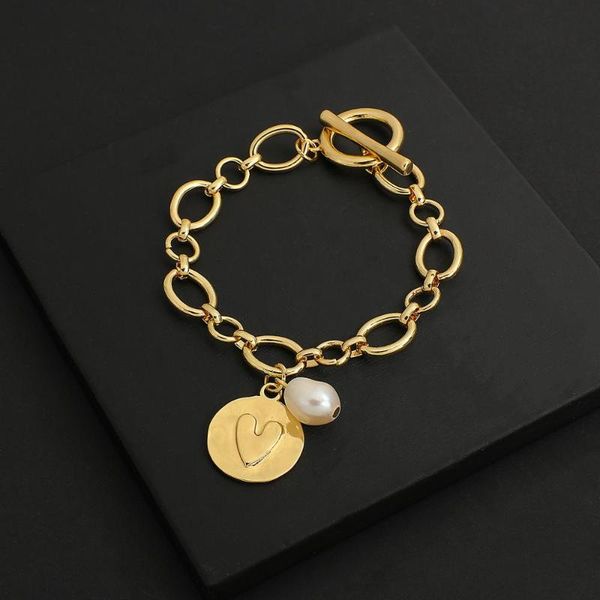 allyes gold color love heart round pendant pearl metal chain bracelets for women simple bracelet hip hop hnadmade jewelry, Black
allyes gold color love heart round pendant pearl metal chain bracelets for women simple bracelet hip hop hnadmade jewelry, Black