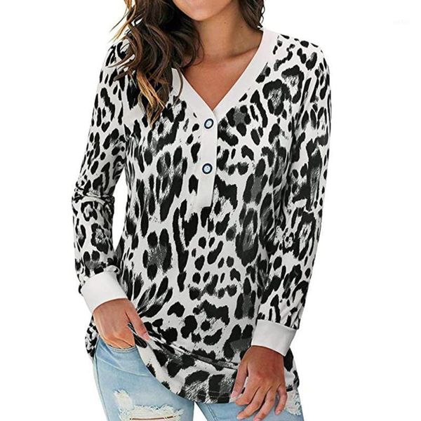2021 autumn t-shirt women v-neck button leopard print t-shirt long sleeve plus size casual ladies tee fashion clothes1, White
2021 autumn t-shirt women v-neck button leopard print t-shirt long sleeve plus size casual ladies tee fashion clothes1, White