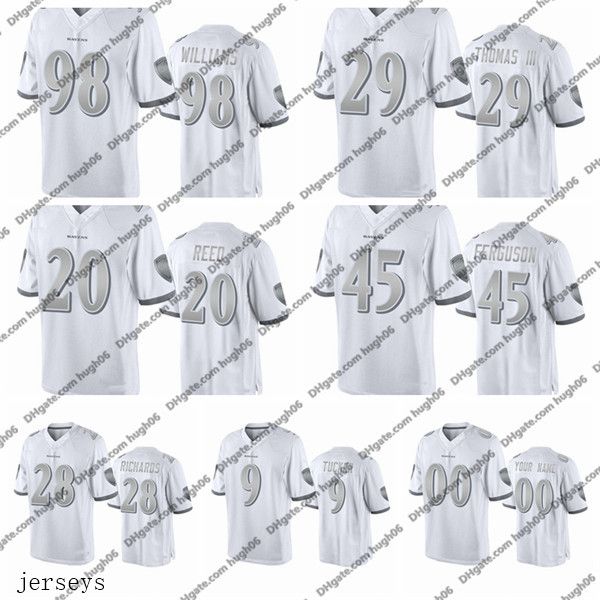 white platinum limited nfl baltimore ravens custom 98 williams 29 thomas iii 20 reed 45 ferguson 28 richards 9 tucker jerseys, Black;red
white platinum limited nfl baltimore ravens custom 98 williams 29 thomas iii 20 reed 45 ferguson 28 richards 9 tucker jerseys, Black;red