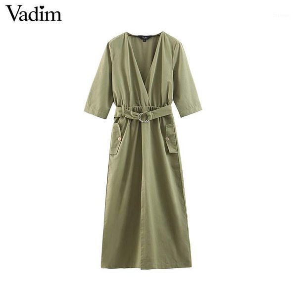 vadim women elegant solid v neck maxi dress elastic waist sashes split female office wear ankle length dresses qb6711, Black;gray
vadim women elegant solid v neck maxi dress elastic waist sashes split female office wear ankle length dresses qb6711, Black;gray