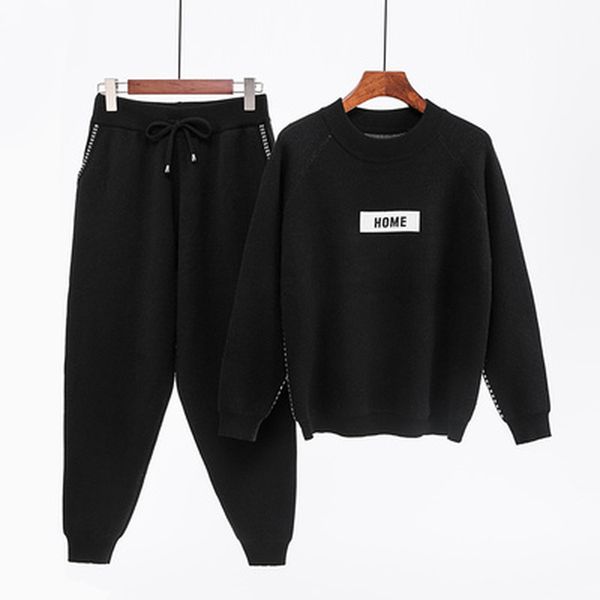 autumn winter woolen and cashmere knitted warm suit o collar sweater + harem pants loose style two-piece set women knit 201103, Black;white
autumn winter woolen and cashmere knitted warm suit o collar sweater + harem pants loose style two-piece set women knit 201103, Black;white