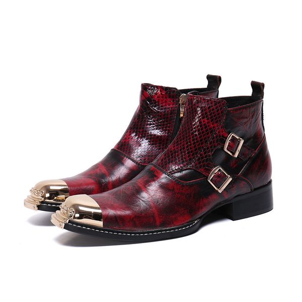 2020 men's red buckle ankle boots men steel from golden toe wear leather shoes akta, Black
2020 men's red buckle ankle boots men steel from golden toe wear leather shoes akta, Black