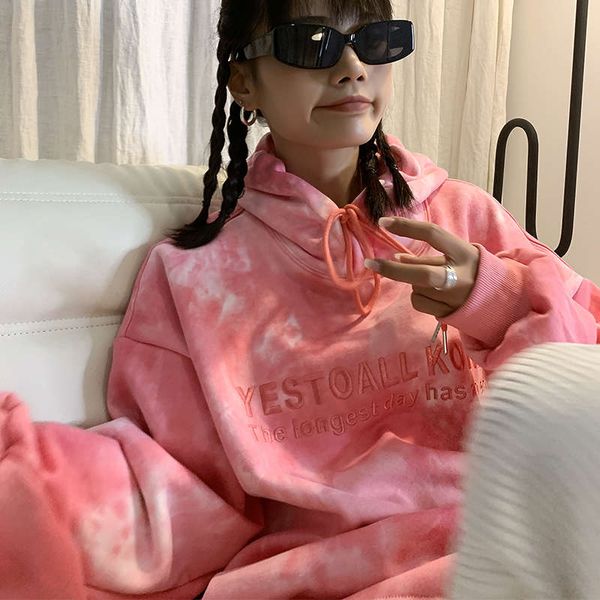 2020 new women show thin foreign style winter plush hoods pink tie dye lovely sweater trend loose, Black
2020 new women show thin foreign style winter plush hoods pink tie dye lovely sweater trend loose, Black
