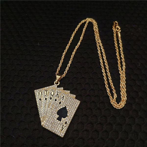 10jqka playing cards full diamond zircon hip hop pendant couple necklaces gold silver jewelry accessories 
10jqka playing cards full diamond zircon hip hop pendant couple necklaces gold silver jewelry accessories