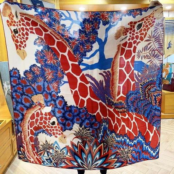 scarves giraffe printing scarf 30% silk 70% cashmere hand rolled edges 140*140cm large shawls wraps 55" x, Blue;gray
scarves giraffe printing scarf 30% silk 70% cashmere hand rolled edges 140*140cm large shawls wraps 55" x, Blue;gray