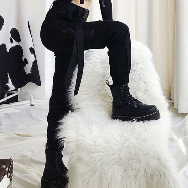 spring women black army cargo pants hip hop sashes trousers bf harajuku joggers high waist overalls loose casual pants 201113, Black;white
spring women black army cargo pants hip hop sashes trousers bf harajuku joggers high waist overalls loose casual pants 201113, Black;white