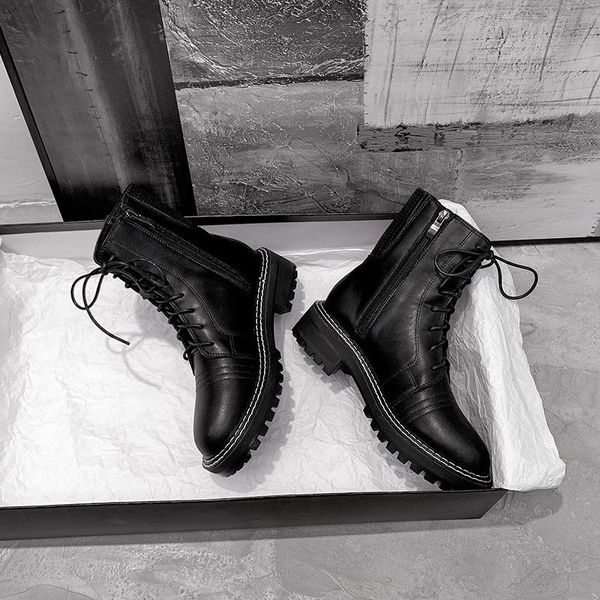 boots sewing chunky heels motorcycle booties mujer winter cotton solid color botas 2021 british pleated cross band zipper women, Black
boots sewing chunky heels motorcycle booties mujer winter cotton solid color botas 2021 british pleated cross band zipper women, Black