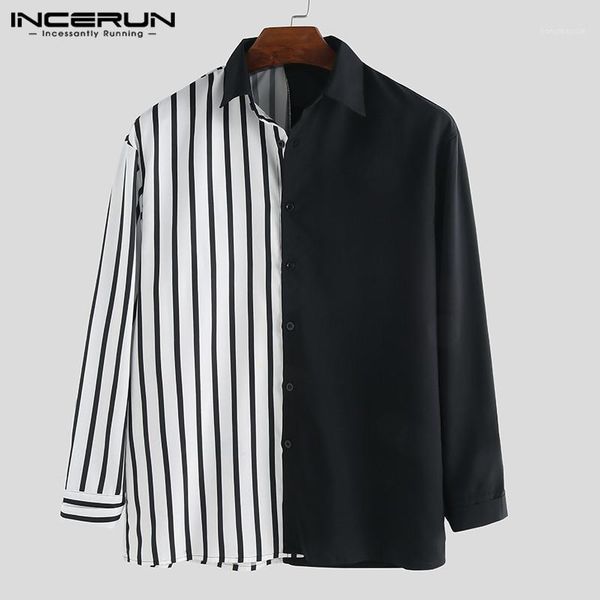 incerun casual men shirt long sleeve striped patchwork chic lapel collar button personality brand shirts camisa masculina s-5xl1, White;black
incerun casual men shirt long sleeve striped patchwork chic lapel collar button personality brand shirts camisa masculina s-5xl1, White;black