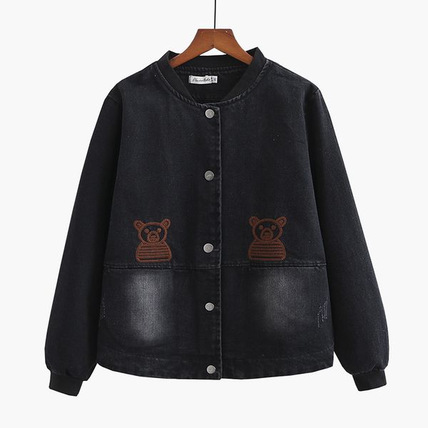 female size plus xl-3xl black embroidered bear denim casual winter jackets outerwear 2ubp, Black;brown
female size plus xl-3xl black embroidered bear denim casual winter jackets outerwear 2ubp, Black;brown