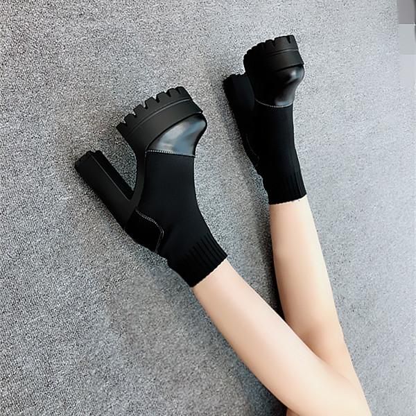 thick heel 13cm super high heel socks boots short boots women's s black ankle for women
thick heel 13cm super high heel socks boots short boots women's s black ankle for women