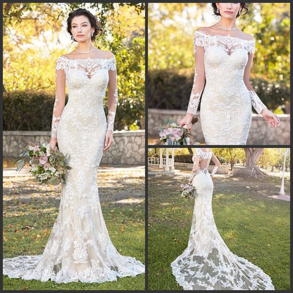 modest kitty chen mermaid wedding dresses long sleeve 2018 new full lace applique bridal gowns off the shoulder court train wedding dress, White
modest kitty chen mermaid wedding dresses long sleeve 2018 new full lace applique bridal gowns off the shoulder court train wedding dress, White