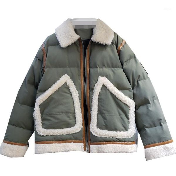 chic lamb wool contrast color splicing cotton jacket women 2020 winter new style loose short down cotton jacket1, Black
chic lamb wool contrast color splicing cotton jacket women 2020 winter new style loose short down cotton jacket1, Black