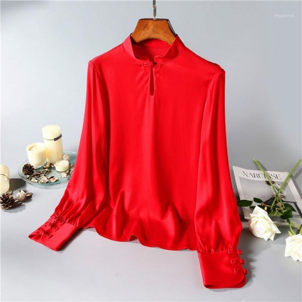 women's blouses & shirts red silk blouse women 2021 spring summer stand collar single button long sleeved fashion solid color classy bo, White
women's blouses & shirts red silk blouse women 2021 spring summer stand collar single button long sleeved fashion solid color classy bo, White