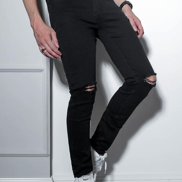 men's jeans european high street hip hop ripped slim pants black retro beggar large size small leg, Blue
men's jeans european high street hip hop ripped slim pants black retro beggar large size small leg, Blue