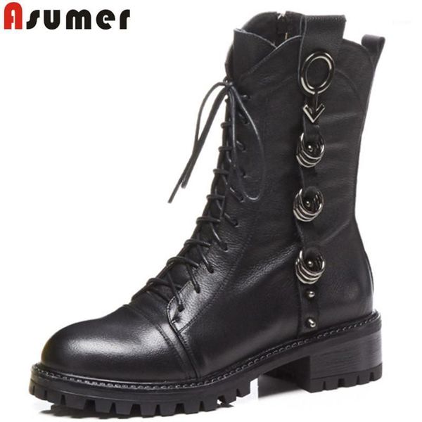 boots asumer 2021 fashion ankle for women square heel genuine leather lace up med heels round toe ladies motorcycle1, Black
boots asumer 2021 fashion ankle for women square heel genuine leather lace up med heels round toe ladies motorcycle1, Black