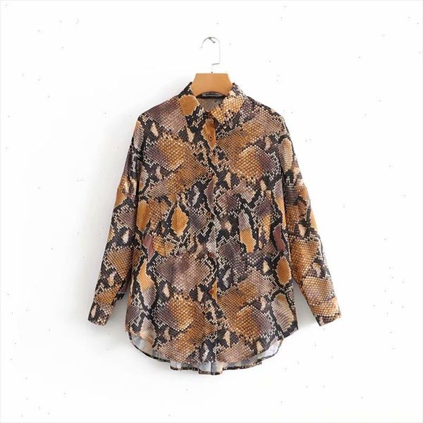 women fashion vintage snake skin pattern pocket loose smock blouse shirt women casual slim femininas blusas ls2643, White
women fashion vintage snake skin pattern pocket loose smock blouse shirt women casual slim femininas blusas ls2643, White