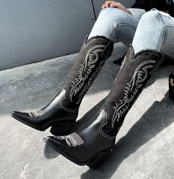 new arrive woman knee high boots 8cm chunky heel pointed toe embroidered woman knight boots plus size custom make1, Black
new arrive woman knee high boots 8cm chunky heel pointed toe embroidered woman knight boots plus size custom make1, Black