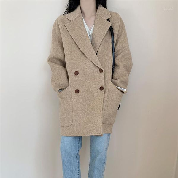 women woolen coat winter casual loose double-breasted big pockets winter jackets for female minimalist solid warm oat 4color1, Black
women woolen coat winter casual loose double-breasted big pockets winter jackets for female minimalist solid warm oat 4color1, Black