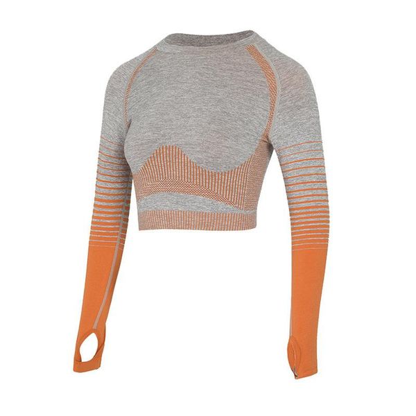 striped sports tight-fitting and quick-drying training and running yoga clothes with navel open seamless long-sleeved top, White;red
striped sports tight-fitting and quick-drying training and running yoga clothes with navel open seamless long-sleeved top, White;red