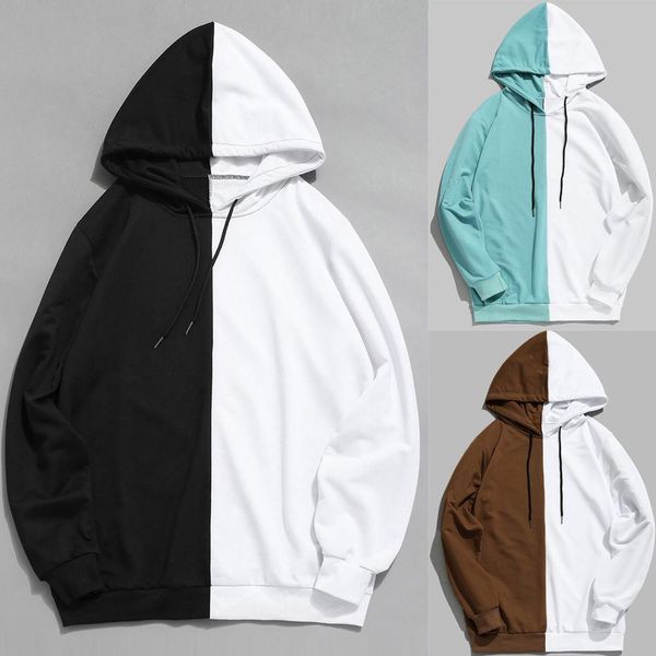 long sleeve men's hoodies hood half black half white cool plain hoodies men patchwork cotton sweatshirt male hoody fashion women
long sleeve men's hoodies hood half black half white cool plain hoodies men patchwork cotton sweatshirt male hoody fashion women