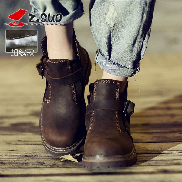 women's walking leather plush boots buckle couple boots british trend martin boots fashion work wear women's shoes zs237m c1212, Black;white
women's walking leather plush boots buckle couple boots british trend martin boots fashion work wear women's shoes zs237m c1212, Black;white