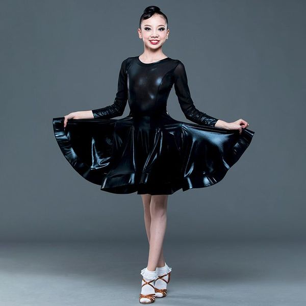 stage wear latin dance dress for girls long sleeve practice skirt ballroom performance clothes salsa chacha sl2289, Black;red
stage wear latin dance dress for girls long sleeve practice skirt ballroom performance clothes salsa chacha sl2289, Black;red