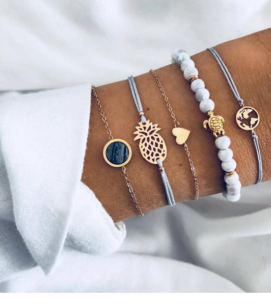 charm bracelets 5pcs/set fashion golden color beads bracelet set for women rope fruit bead heart party jewelry gift, Golden;silver
charm bracelets 5pcs/set fashion golden color beads bracelet set for women rope fruit bead heart party jewelry gift, Golden;silver